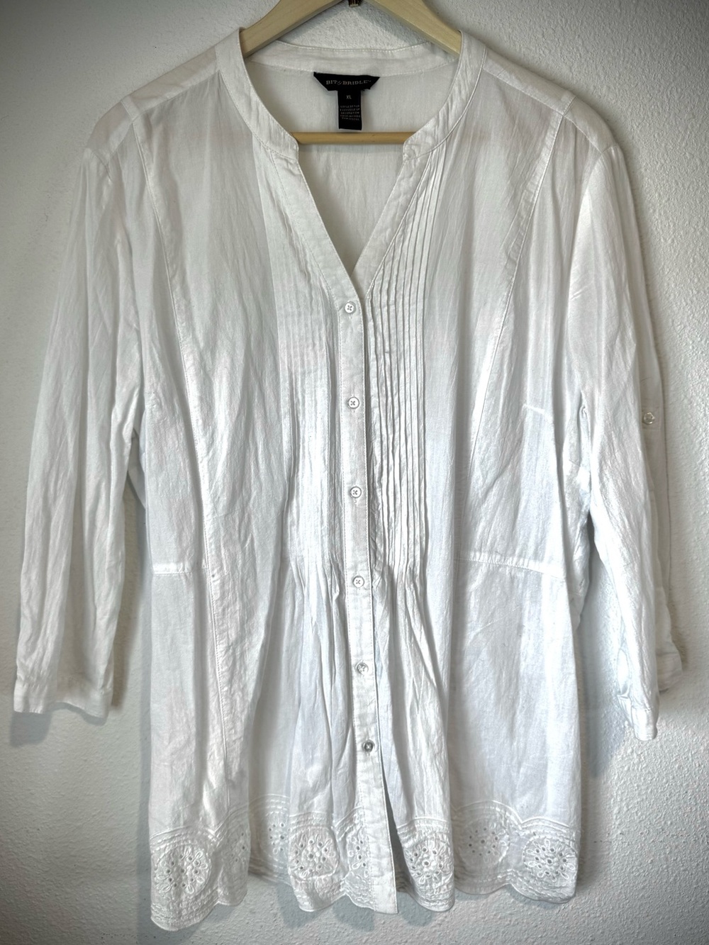Bit & Bridle White Cotton Button-Front Top